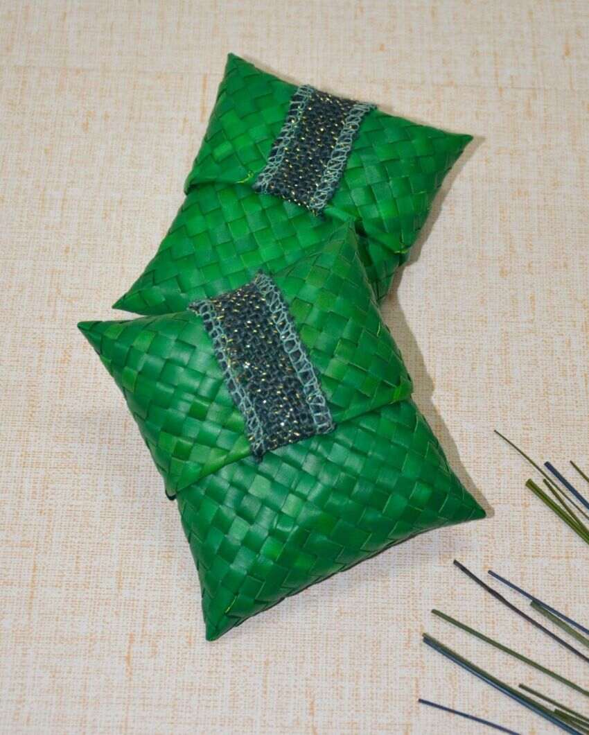 Unique Palm Leaf Hand Pouch | Set of 2 | 4 x 2 inches