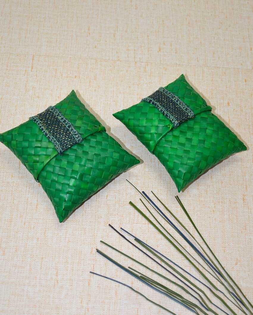 Unique Palm Leaf Hand Pouch | Set of 2 | 4 x 2 inches