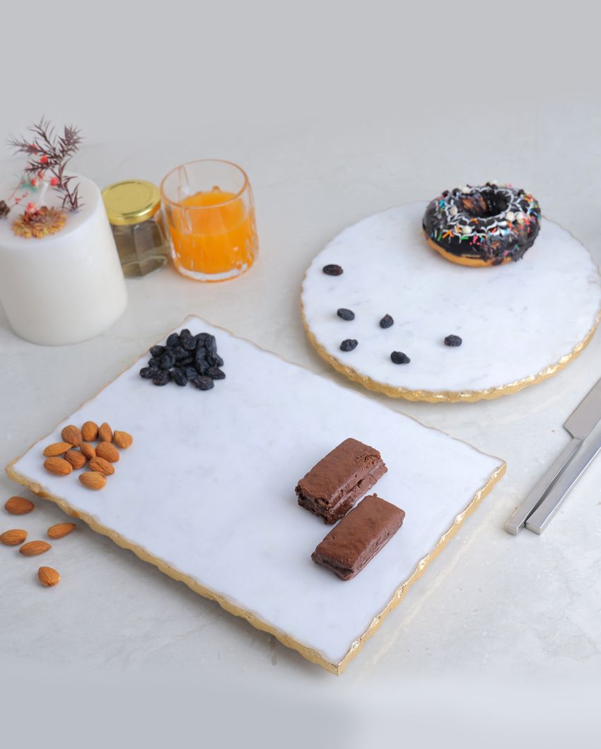 Elegant Marble Serving Platters | Set Of 2