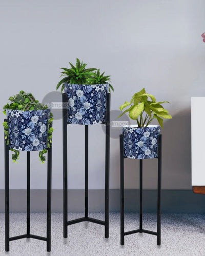 Stylish Metal Floor Planter with Stand Without Plant | Pack of 3