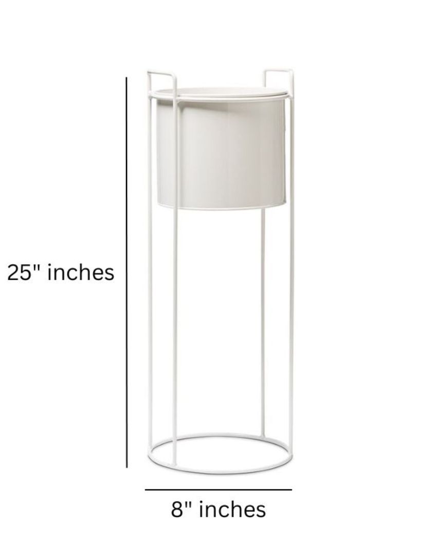 Chic White Gloss Pot With Stand Without Plant