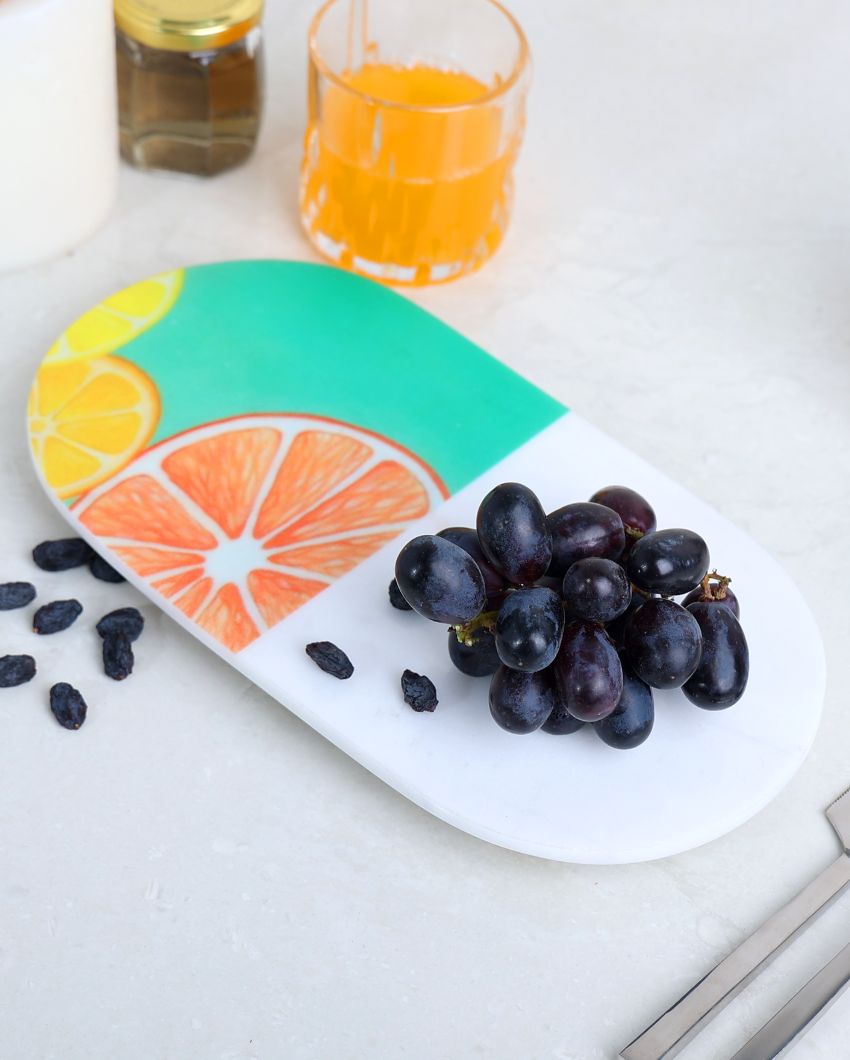 Lush Fruit Print Marble Serving Platter