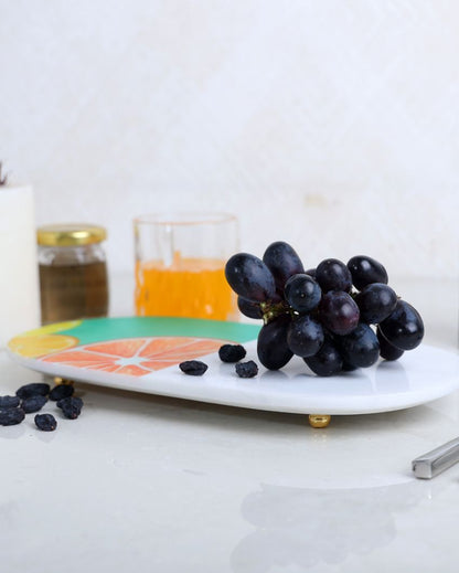 Lush Fruit Print Marble Serving Platter