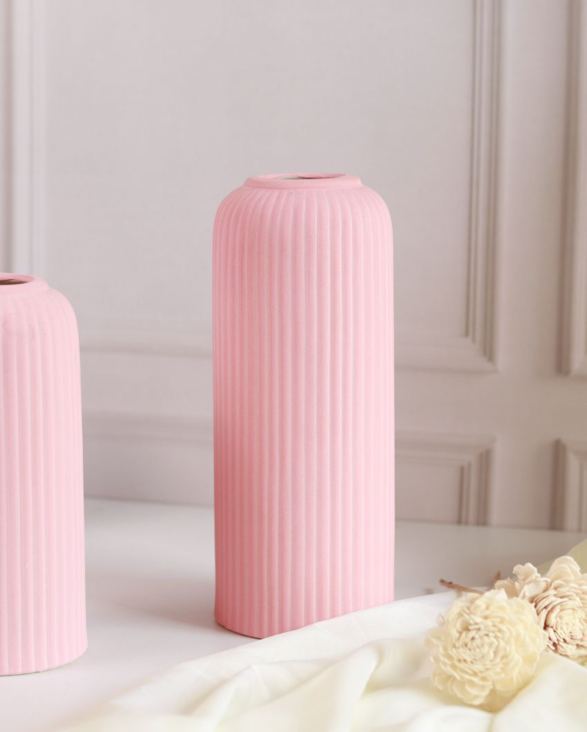 Shimmy Ribbed Vases | Set Of 3 Pink
