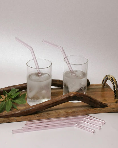 Reusable Glass 6 Straws With Brush