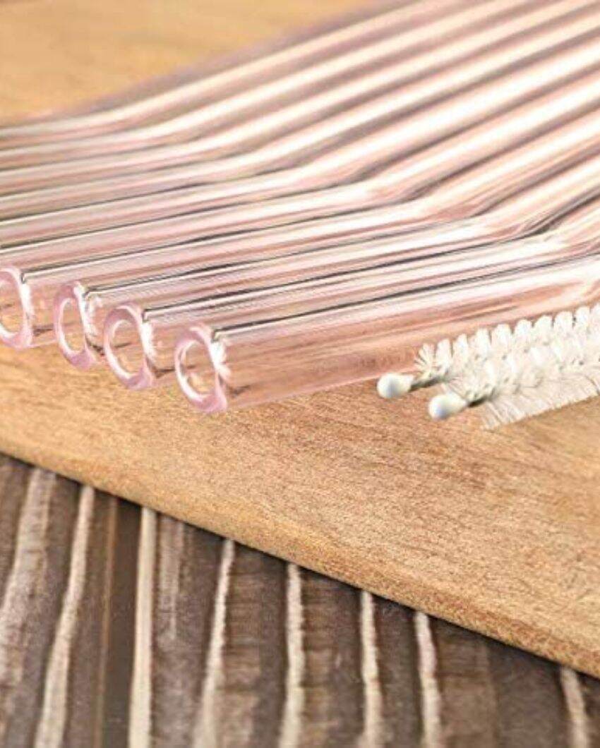 Reusable Glass 6 Straws With Brush