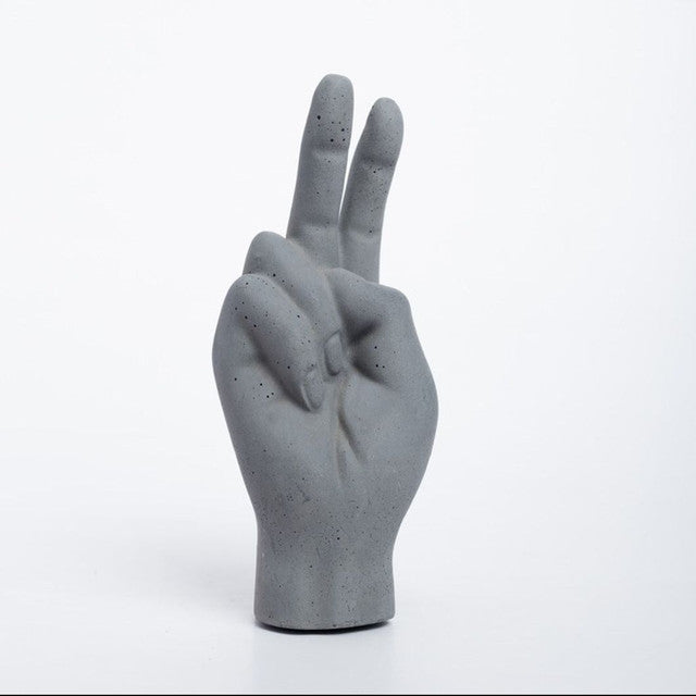 Contemporary Relaxed Shape Peace Out Concrete Artifacts | 1 x 1 x 4 inches