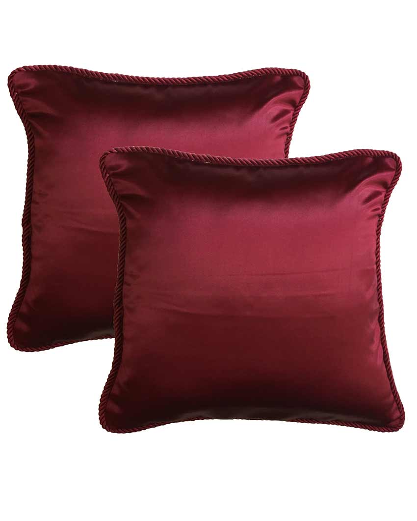 Plain Silk Polyester Cushion Covers  | Multiple Colors | Set Of 2 | 16 x 16 inches