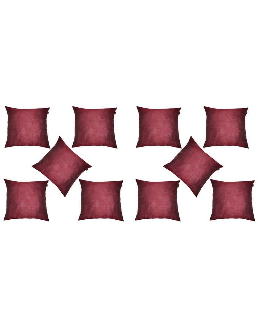 Faux Silk Polyester Cushion Covers  | Multiple Colors | Set Of 10 | 12 x 12 inches
