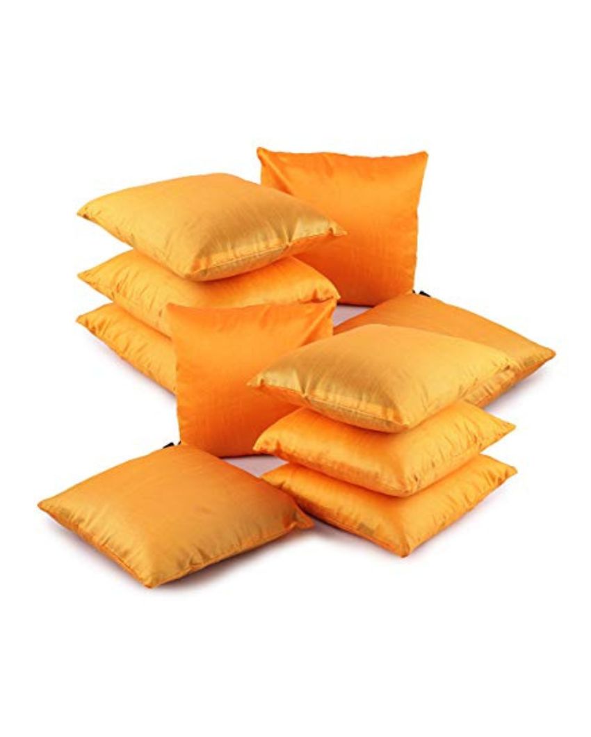 Faux Silk Polyester Cushion Covers  | Multiple Colors | Set Of 10 | 12 x 12 inches