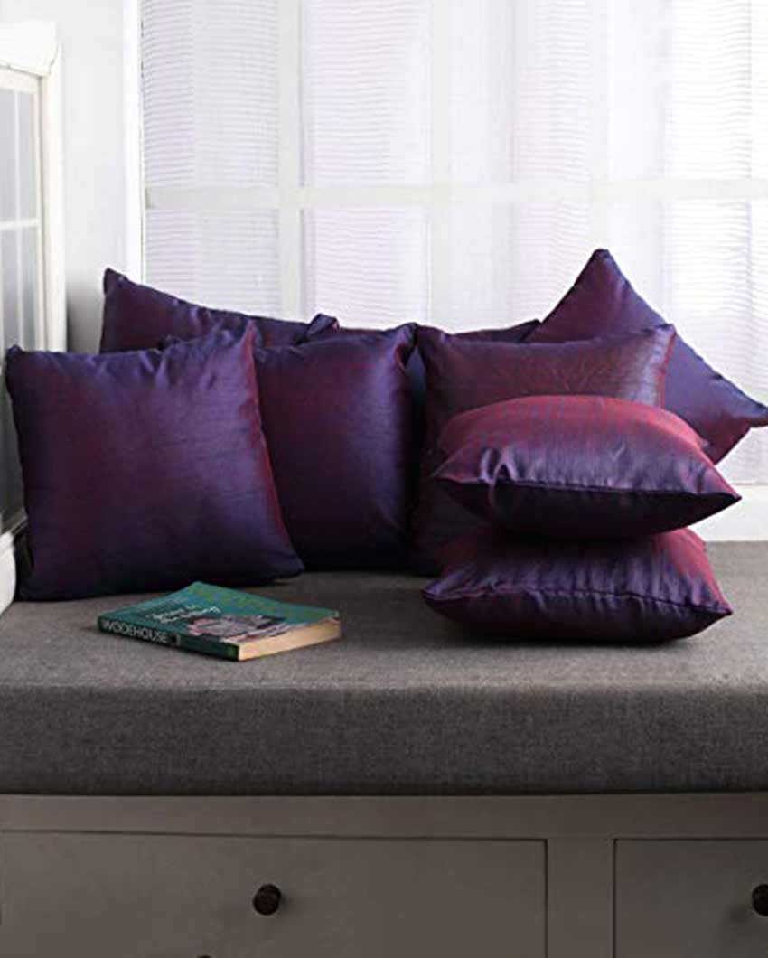 Faux Silk Polyester Cushion Covers  | Multiple Colors | Set Of 10 | 12 x 12 inches