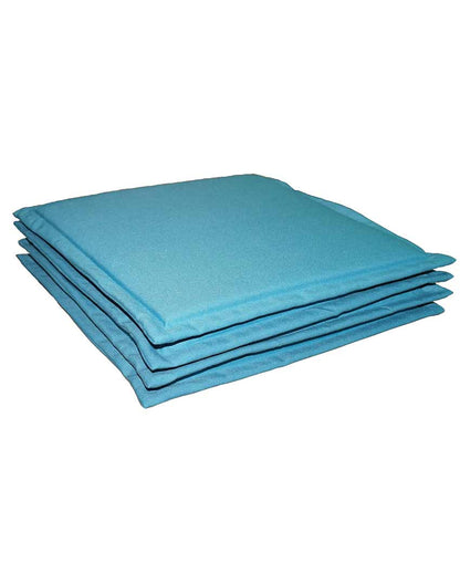 Reversible Waterproof Polyester Tie Up Cushion Pads For Chairs  | Multiple Colors | Set Of 4 | 16 x 16 inches