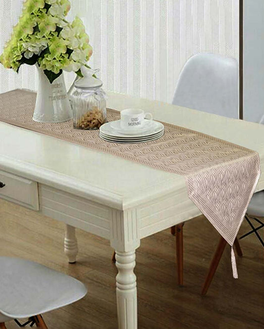 Linen Jacquard 6 Seater Polyester Dining Table Runner | 12 X 70 Inches | Single