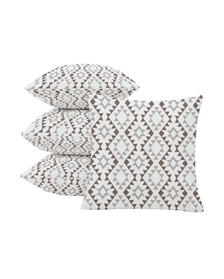 Geometrical Printed Polyester Cushion Covers | Set Of 5 | 18 x 18 inches , 20 x 20 inches