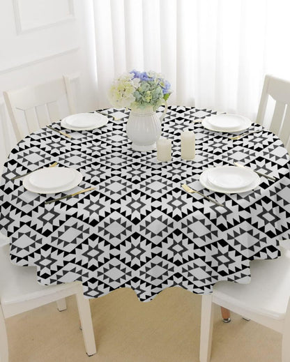 Upscale Printed Polyester Round 4 Seater Table Cover | 57X57 inches Lite Grey
