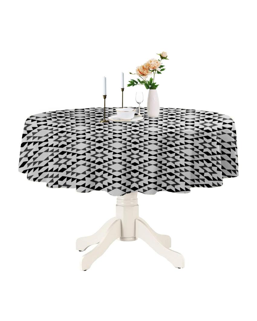 Upscale Printed Polyester Round 4 Seater Table Cover | 57X57 inches Lite Grey