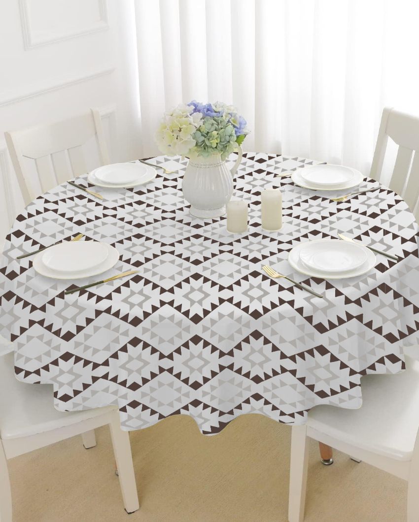 Upscale Printed Polyester Round 4 Seater Table Cover | 57X57 inches Coffee