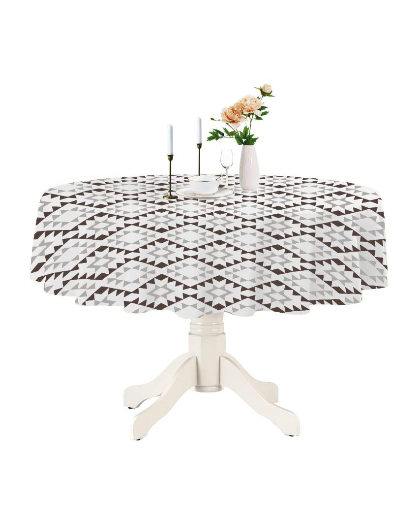 Upscale Printed Polyester Round 4 Seater Table Cover | 57X57 inches Coffee