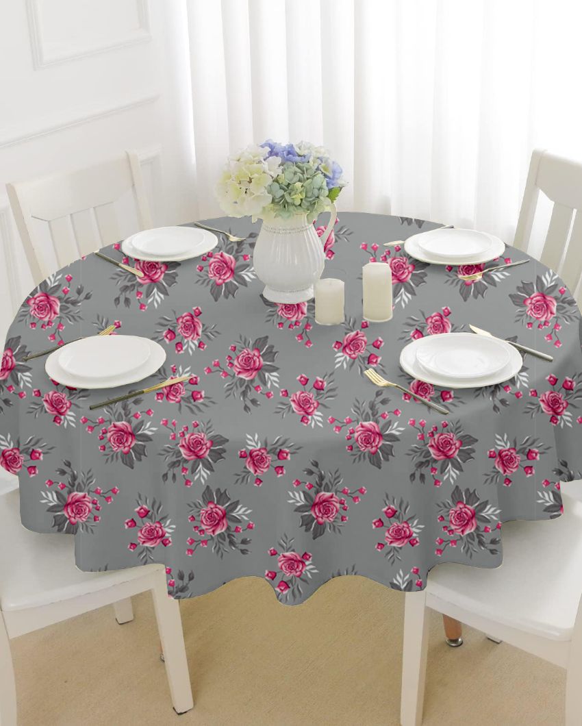 Upscale Printed Polyester Round 4 Seater Table Cover | 57X57 inches Dark Grey