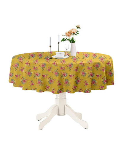 Upscale Printed Polyester Round 4 Seater Table Cover | 57X57 inches Yellow