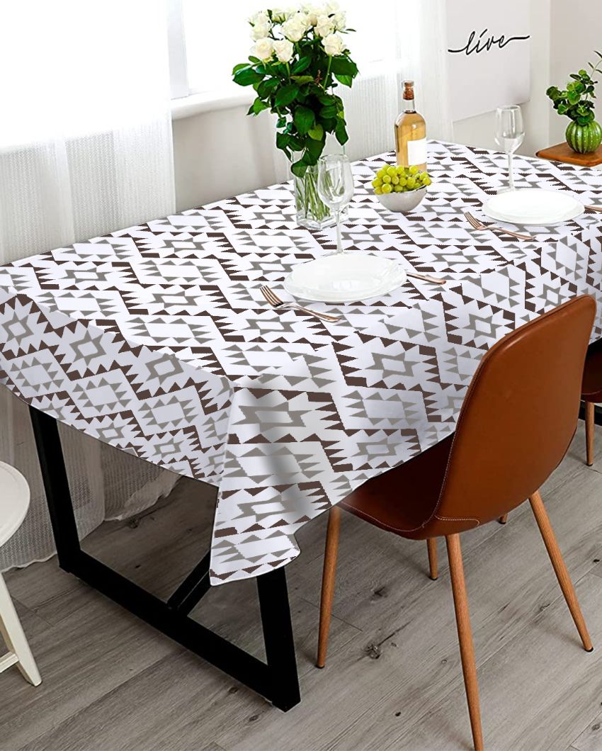 Opulent Printed Polyester 4 Seater Table Cover | 57X57 inches Coffee