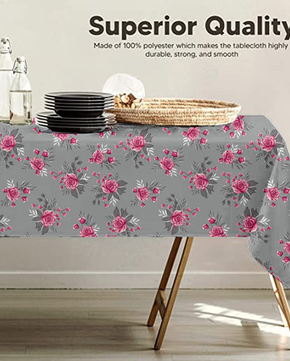 Opulent Printed Polyester 4 Seater Table Cover | 57X57 inches Dark Grey