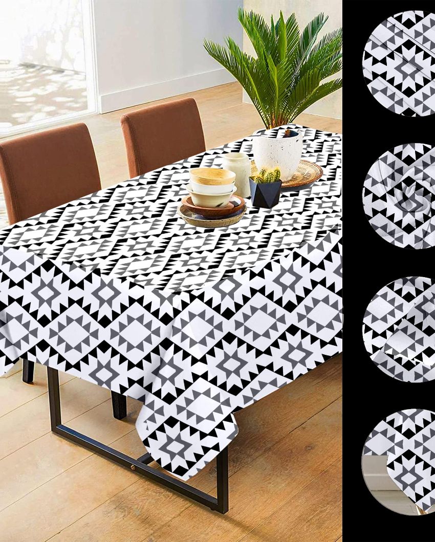 Elegant Printed Polyester 6 Seater Table Cover | 57X71 inches Lite Grey
