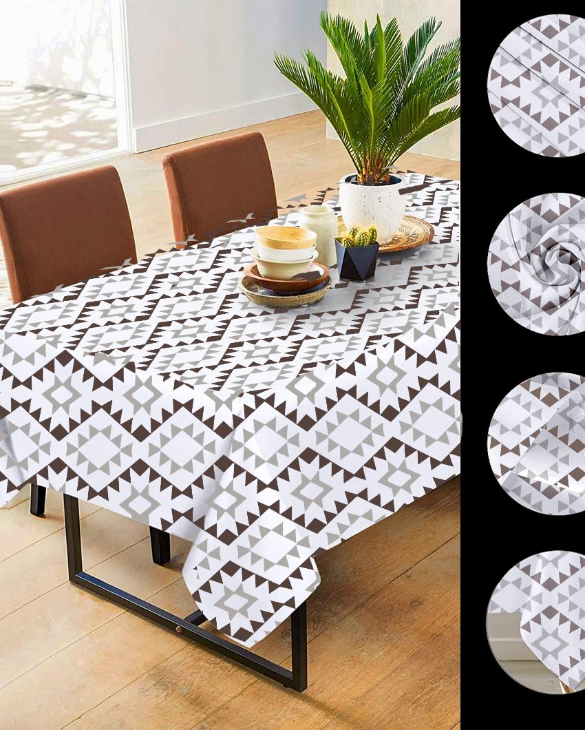 Elegant Printed Polyester 6 Seater Table Cover | 57X71 inches Coffee