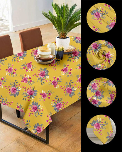 Elegant Printed Polyester 6 Seater Table Cover | 57X71 inches Yellow