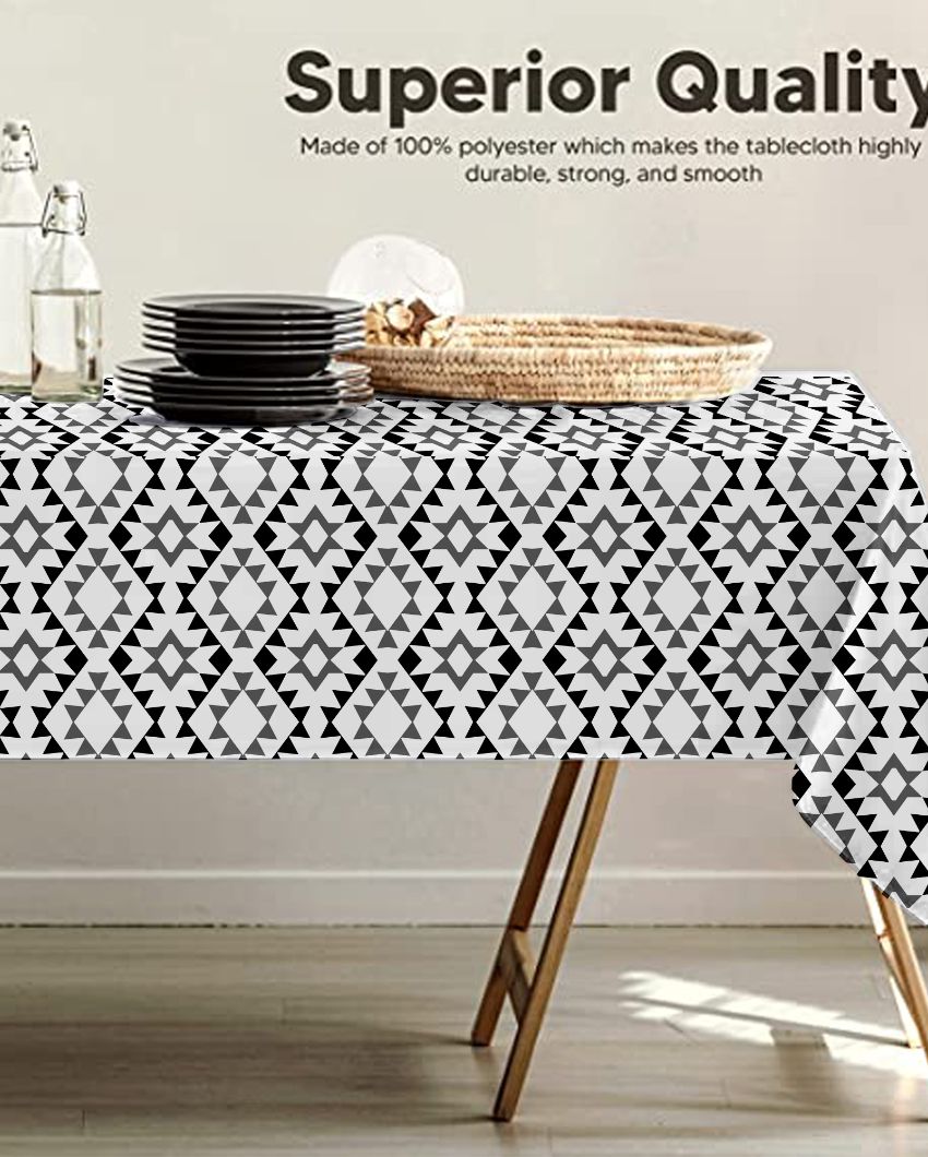 Chic Printed Polyester 6 Seater Table Cover | 57X95 inches Lite Grey