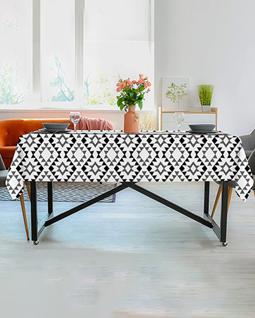 Chic Printed Polyester 6 Seater Table Cover | 57X95 inches Lite Grey