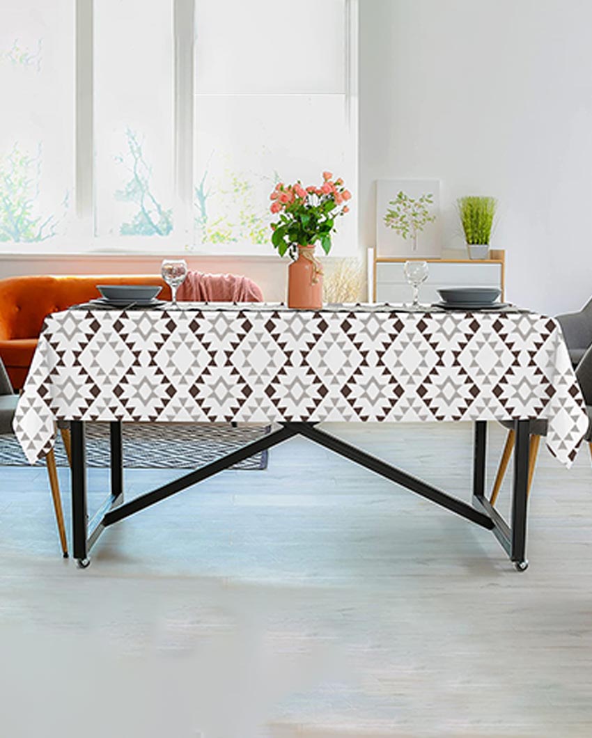 Chic Printed Polyester 6 Seater Table Cover | 57X95 inches Coffee