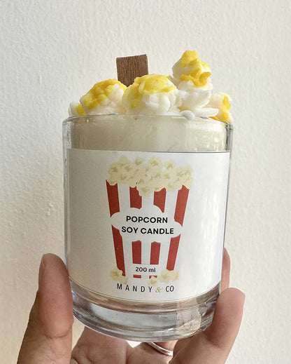 Fun Movie Night Butter Popcorn Soy Wax Candle | 7.62 x 10.16 cm / 3 x 4 inches