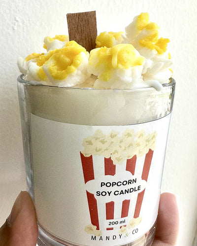 Fun Movie Night Butter Popcorn Soy Wax Candle | 7.62 x 10.16 cm / 3 x 4 inches