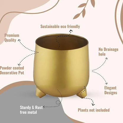 Classic Gold-Toned Solid Metal Planter With legs Default Title