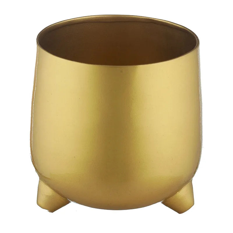 Classic Gold-Toned Solid Metal Planter With legs Default Title