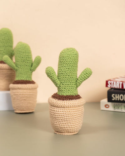 Whimsical Crochet Cactus Pot | 15 x 7 x 7 cm/ 6 x 3 x 3 inches