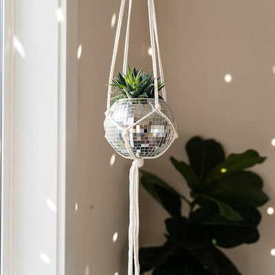 Mosaic Galss Planter With Macrame Plant Hanger Default Title