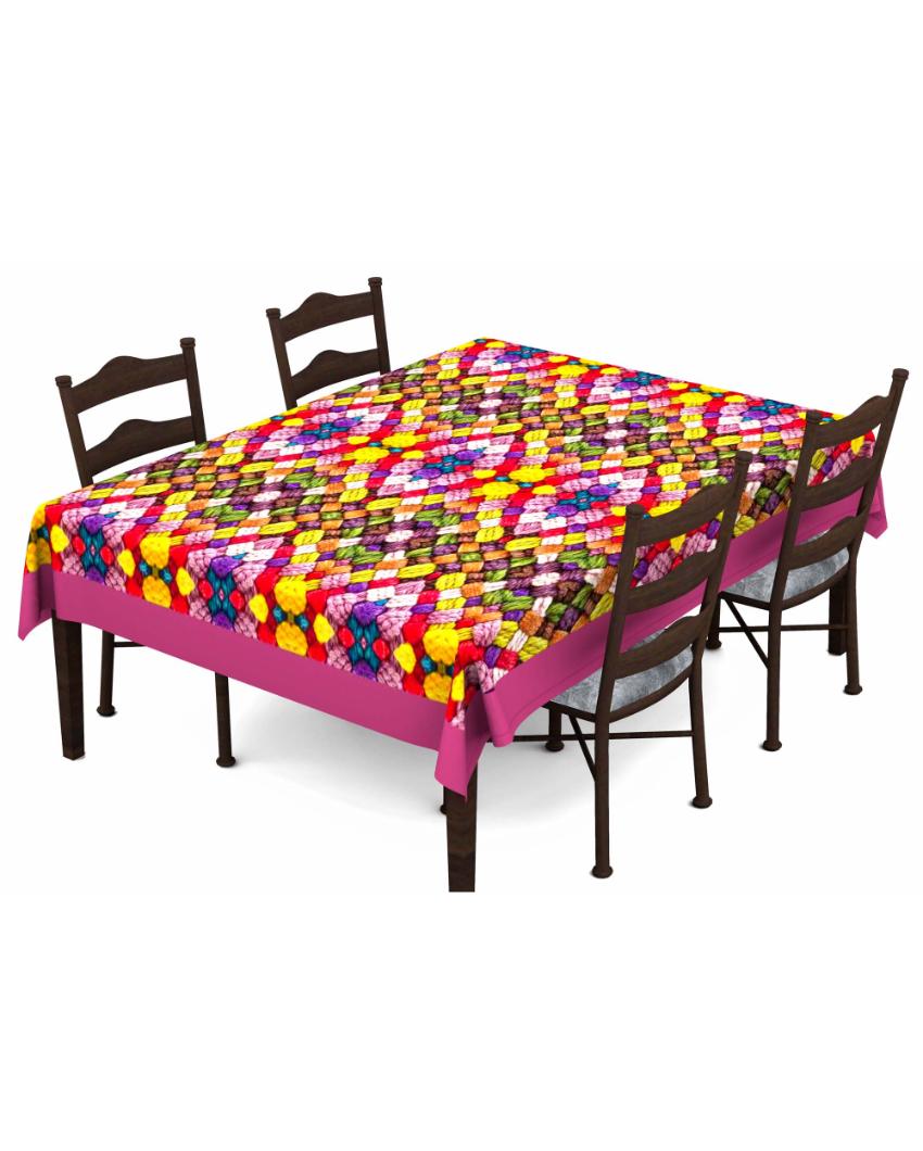 Premium Digital Printed Themed 6 Seater Table Cover | 60X90 inches Maroon
