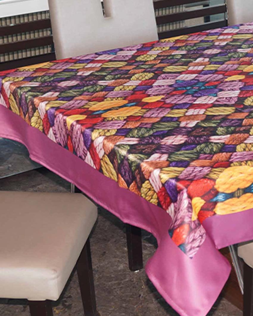 Premium Digital Printed Themed 6 Seater Table Cover | 60X90 inches Maroon