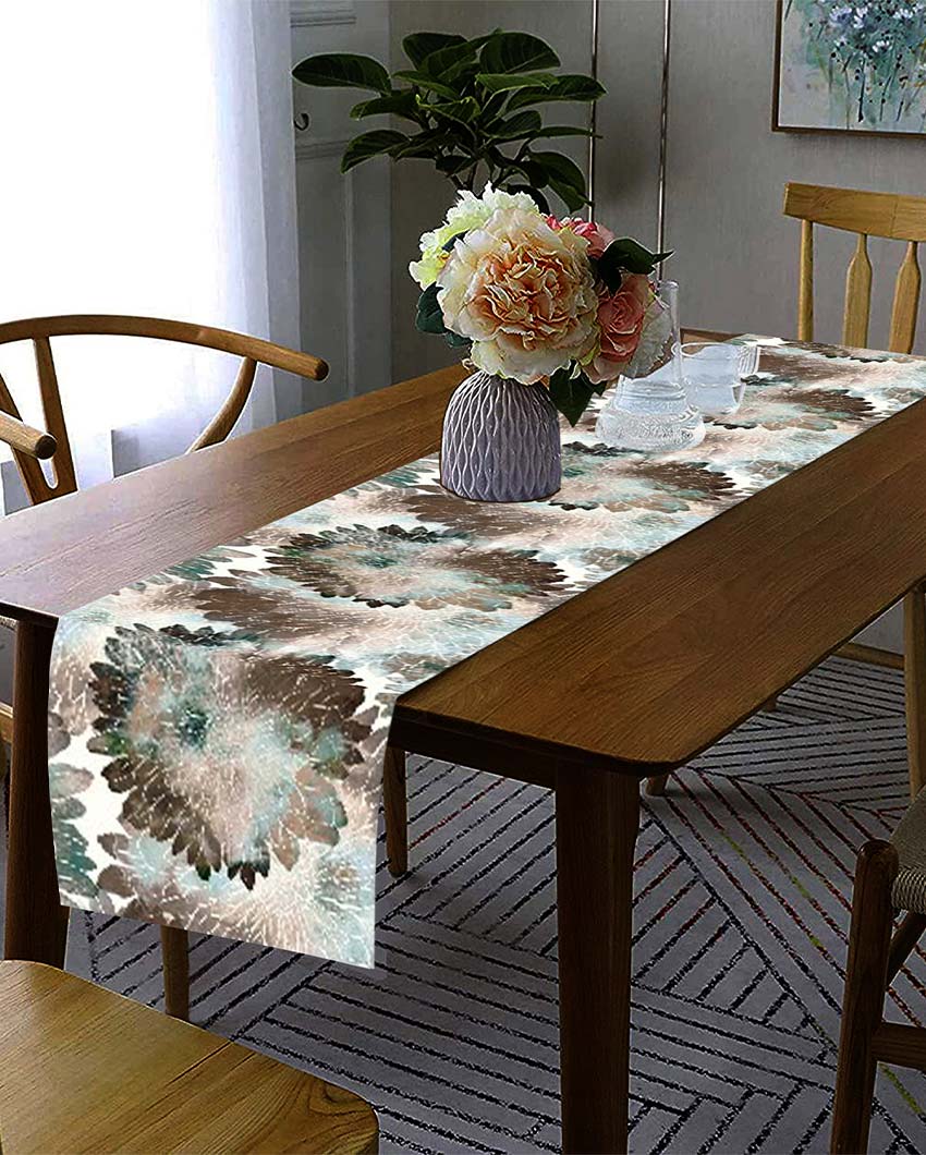Printed Regular Cotton 6 Seater Table Runner | 13 X 72 Inches | Single Brown