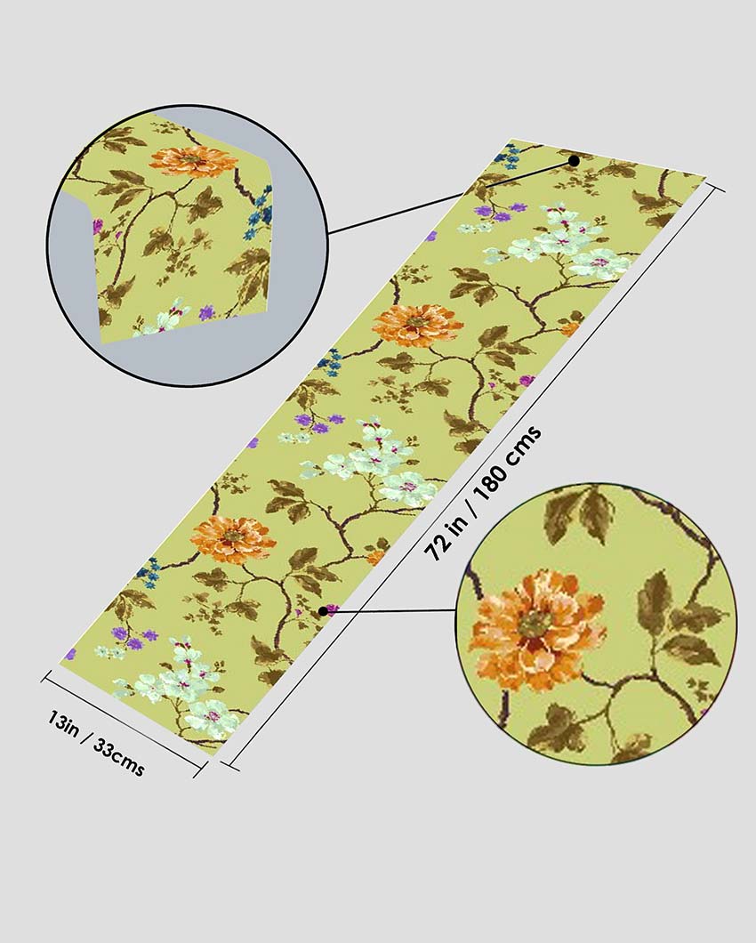 Printed Regular Cotton 6 Seater Table Runner | 13 X 72 Inches | Single Turquoise