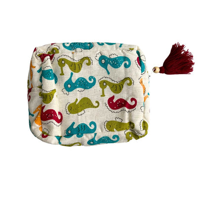 Sea Horse Patter Hand Pouch | 7x6 Inches Default Title