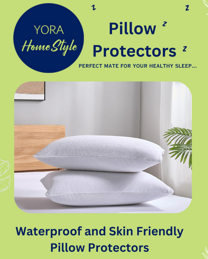 Elegant Design Waterproof Pillow Protector | Set of 2 | 17 x 27 inches