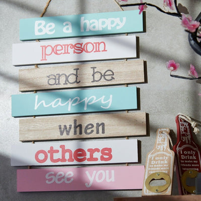 Be A Happy Person Positive Quotes Wall Hanging | 43 x 25 cm/ 17 x 10 inches