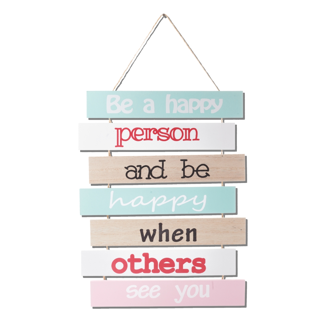 Be A Happy Person Positive Quotes Wall Hanging | 43 x 25 cm/ 17 x 10 inches