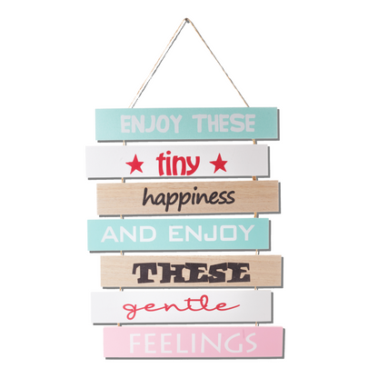 Enjoy These Tiny Happiness Positive Quotes Wall Hanging | 43 x 25 cm /17 x 10 inches