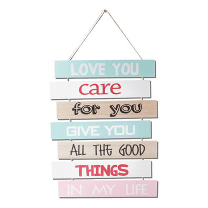 Love You Care For You Positive Quotes Wall Hanging | 17 x 10 inches