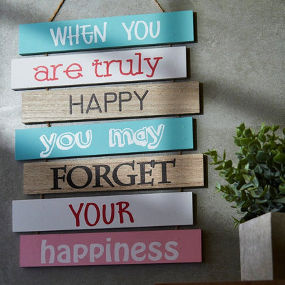 When You Are Truly Happy Positive Quotes Wall Hanging | 17 x 10 inches