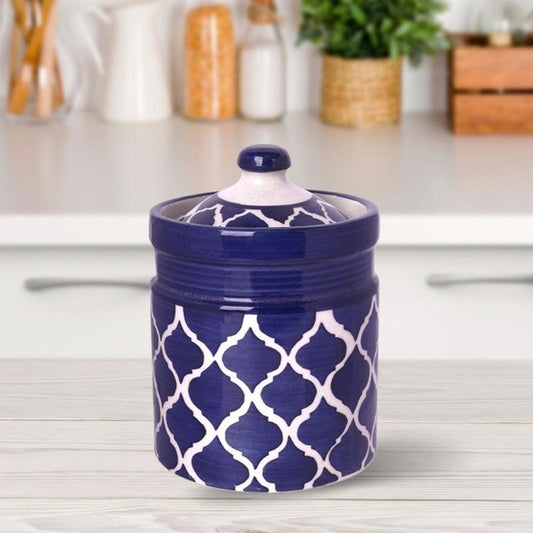 Small Size Blue Color Ceramic Kitchen Jar Default Title